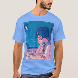 Camiseta Anime Lofi Girl Retro 90s Estética Japonês Otaku