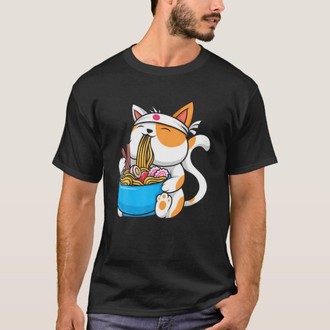 Camiseta Anime Manga Ramen Cat Anime Tee (Frente)