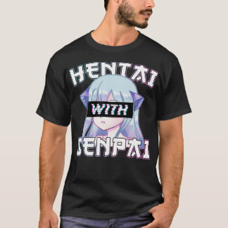 Camiseta Anime Meme Hentai com Senpai I Neko Anime Cat e