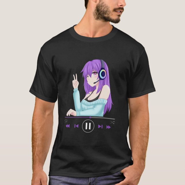 Camiseta Anime Merch Anime Girl Cosplay Music Vaporwave (Frente)
