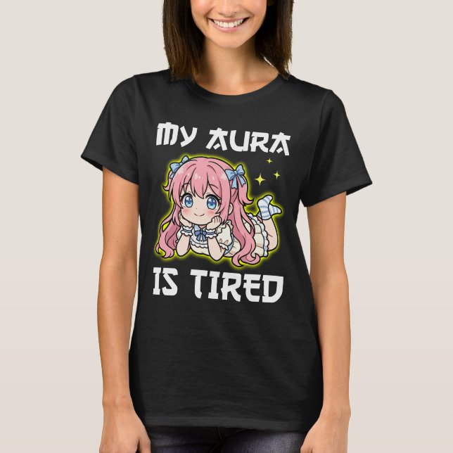 CAMISETA ANIME - MINHA AURA ESTÁ CANSA (Frente)