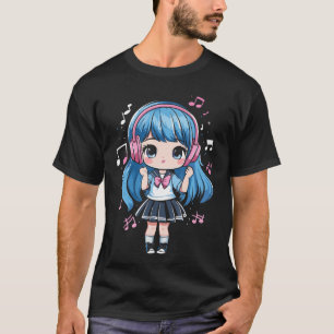 Camiseta Anime Música Garota Chibi Kawaii Mangá Otaku Japão