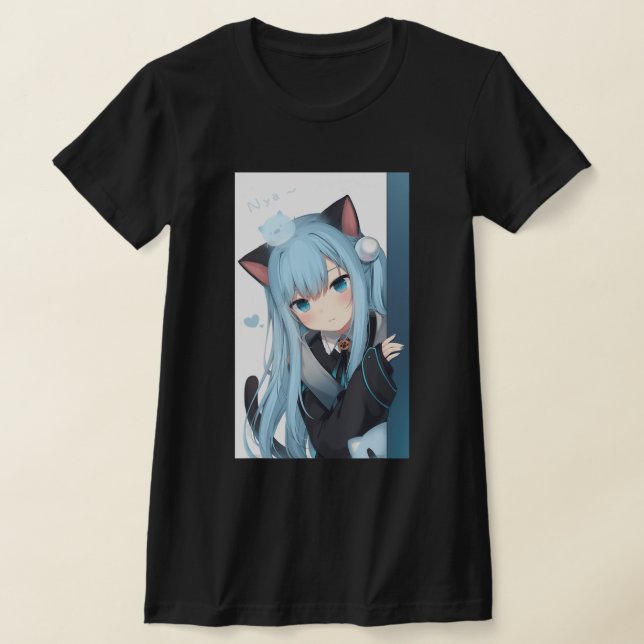 Camiseta Anime Neko Cat Girl Pastel Kawaii Japonês Waifu O (Postura )