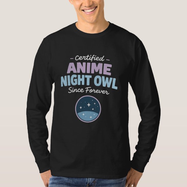 Camiseta Anime Night Owl Late Night Anime Binge Kawaii Inso (Frente)