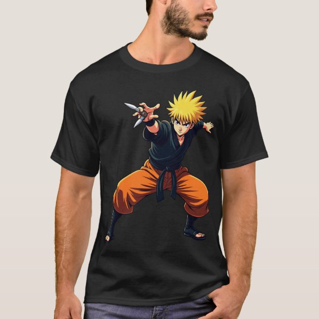 Camiseta Anime Ninja Warrior - Luta de Shinobi com Pacote d (Frente)