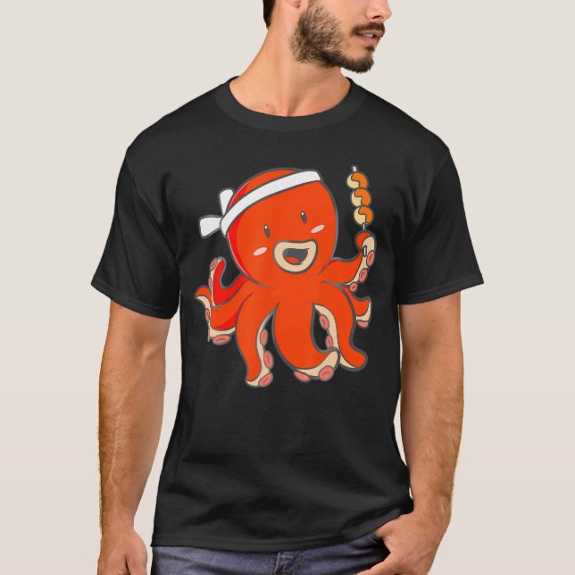 Camiseta Anime Octopus Sushi no Japão Tradicional (Frente)