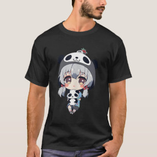 Camiseta Anime Panda Bear Chibi Kawaii Japonês Otaku