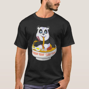 Camiseta anime panda comendo rêmen
