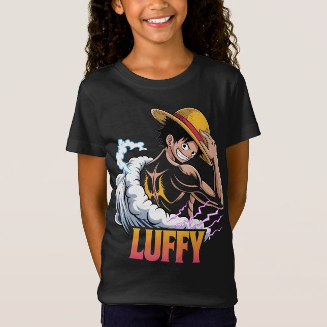 Camiseta Anime Pirate Warrior Sticker – Straw Hat Hero Powe (Frente)