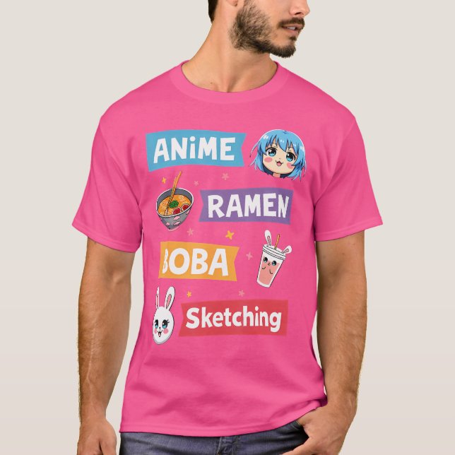 Camiseta Anime Ramen Boba Desenhando Anima (Frente)