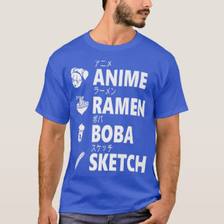Camiseta Anime Ramen Boba Desenhando Homem Comida Japonês