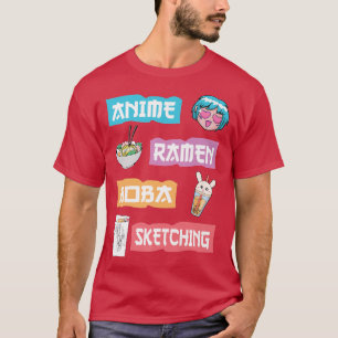 Camiseta Anime Ramen Boba Sketching - Anime Kawaii Me Passe