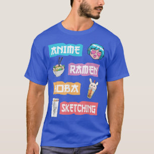 Camiseta Anime Ramen Boba Sketching - Anime Kawaii Me Passe