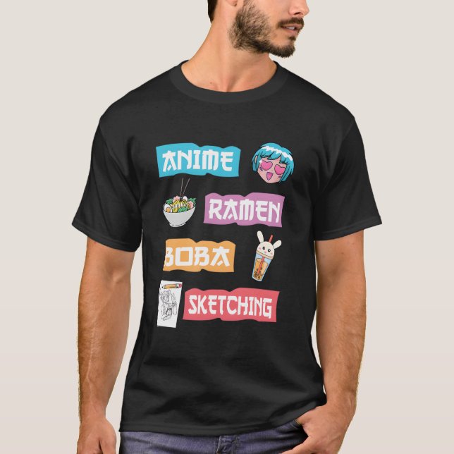 Camiseta Anime Ramen Boba Sketching - Apenas Uma Gir De Ani (Frente)