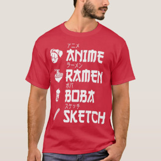 Camiseta Anime Ramen Boba Sketching Japanese Food Lover Man