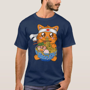 Camiseta Anime Ramen Cat Kawaii Neko Cat, Gpresente de Gato