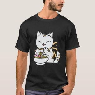 Camiseta Anime Ramen Cat Kawaii Tee Japonês Presente
