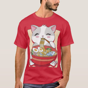 Camiseta Anime Ramen Cat Otaku Aestético 394