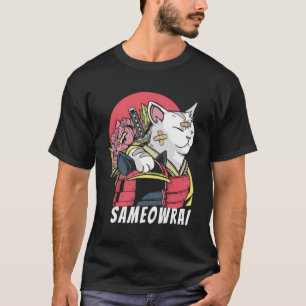 Camiseta Anime Sameowrai - Gato Japonês Samurai Katana Same