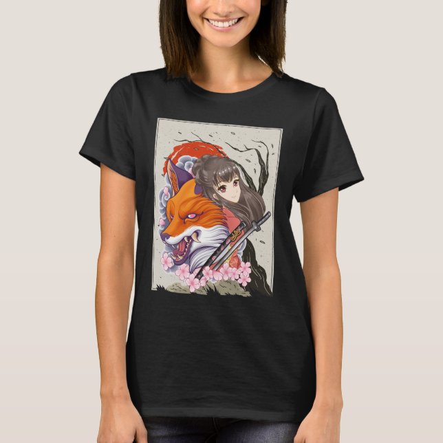 Camiseta Anime Samurai Fox Otaku Japonesa (Frente)
