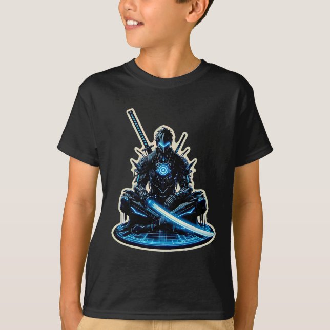 Camiseta Anime Samurai Gamer Warrior Sci-fi Cyber Punk Futu (Frente)
