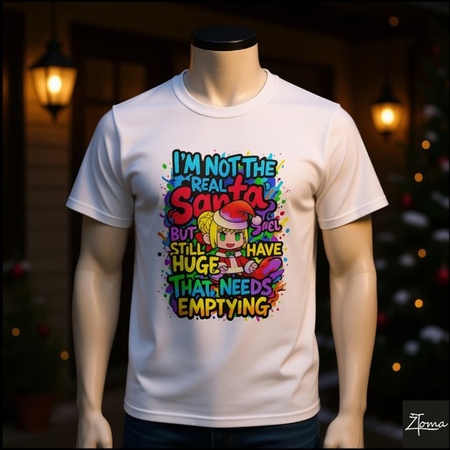 Camiseta Anime Santa Huge Needs Emptying Quote (Criador carregado)