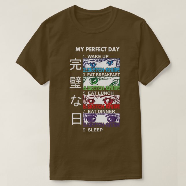 Camiseta Anime Sketching Shirt Sketching Anime Perfect Day  (Frente do Design)