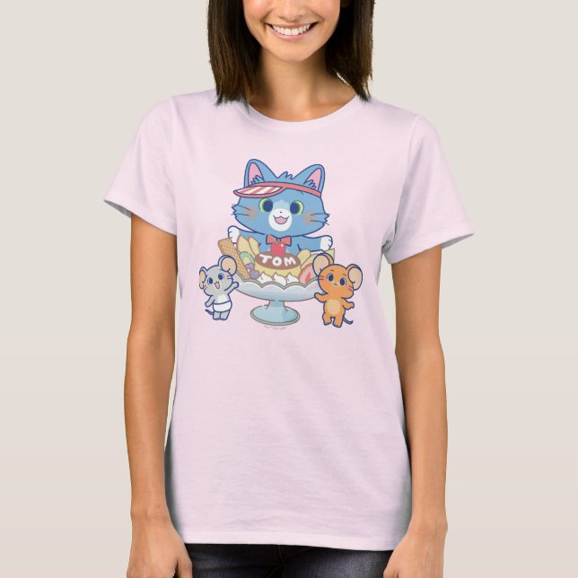 Camiseta Anime Tom, Jerry e Tuffy Dessert Parlor (Frente)