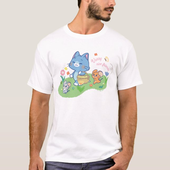 Camiseta Anime Tom, Jerry e Tuffy Picnic (Frente)