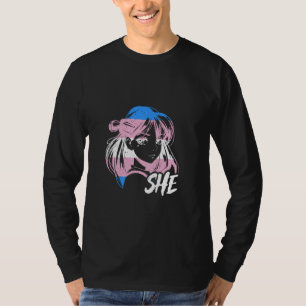 Camiseta Anime Transgênero Ela Transmulher LGBT Bandeira Tr