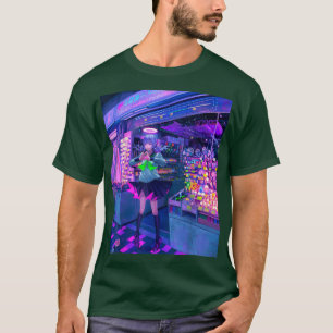 Camiseta Anime Vaporwave Girl Waifu - Otak Japonês Estético
