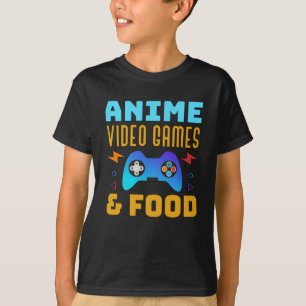 Camiseta Anime, Video Games & Comida Design Encantador