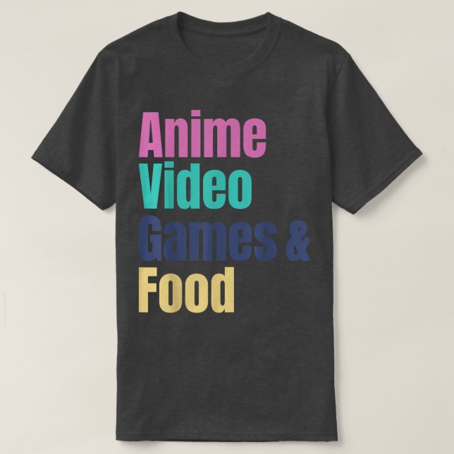 Camiseta Anime Video Games & Food  (Frente do Design)