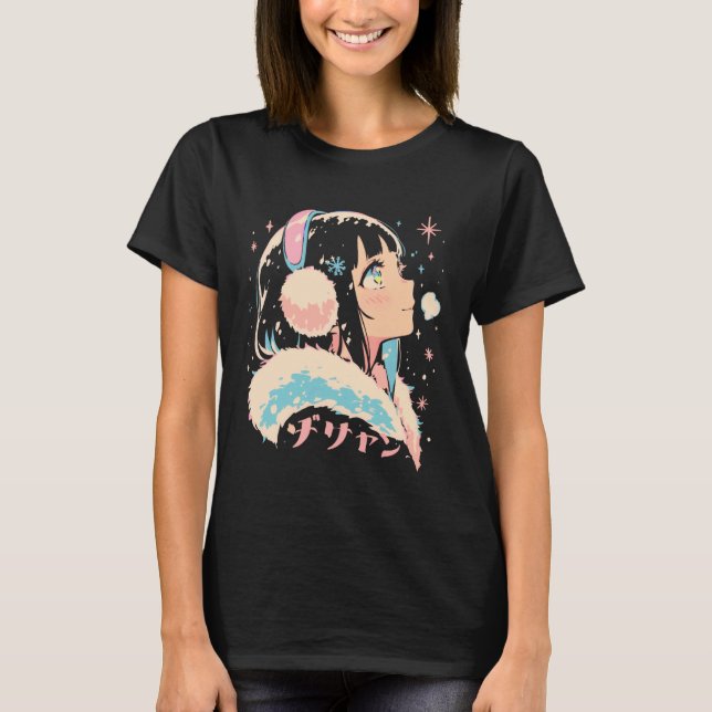 Camiseta Anime Waifu Cute Anime Manga Cat Girl Sweet Retro  (Frente)