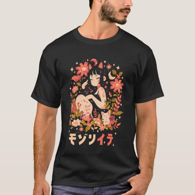 Camiseta Anime Waifu Cute Anime Manga Cat Girl Sweet Retro  (Frente)