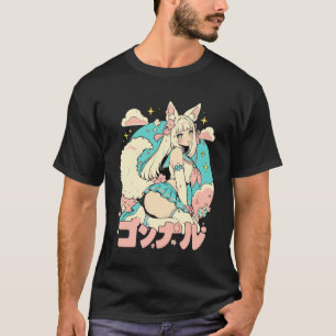Camiseta Anime Waifu Fofo Anime Mangá Garota Gato Doce Retr