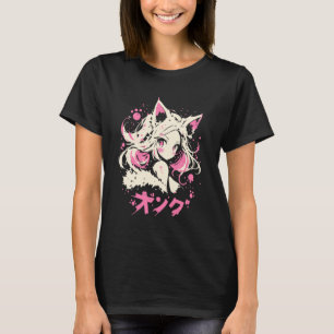 Camiseta Anime Waifu Fofo Anime mangá Garota Gato Doce Retr