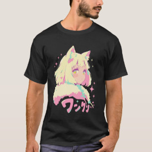 Camiseta Anime Waifu Fofo Anime Manga Garota Gato Doce Retr