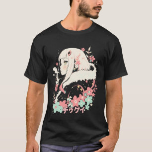 Camiseta Anime Waifu Fofo Anime Manga Garota Gato Doce Retr