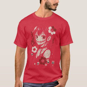 Camiseta Anime Waifu Gótica de Terror Kawaii Garota de Mang