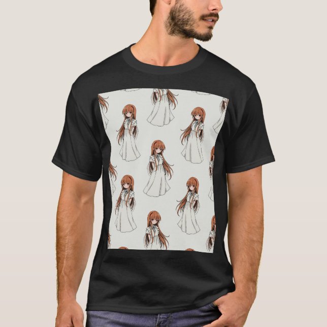Camiseta Anime Weeb Girl Manga Pattern Design (Frente)