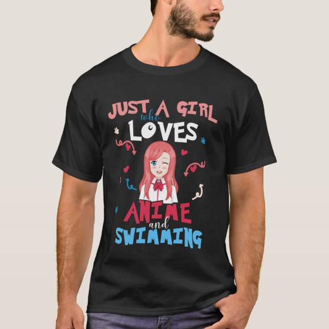 Camiseta Anime Women Teen Girl Who Loves Swimming (Frente)