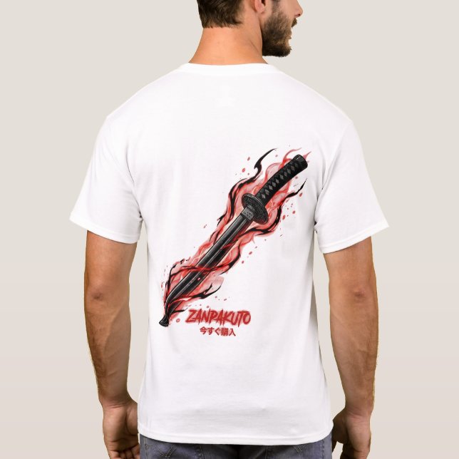 Camiseta Anime Zanpakuto Sword Red Energy Men's  (Verso)