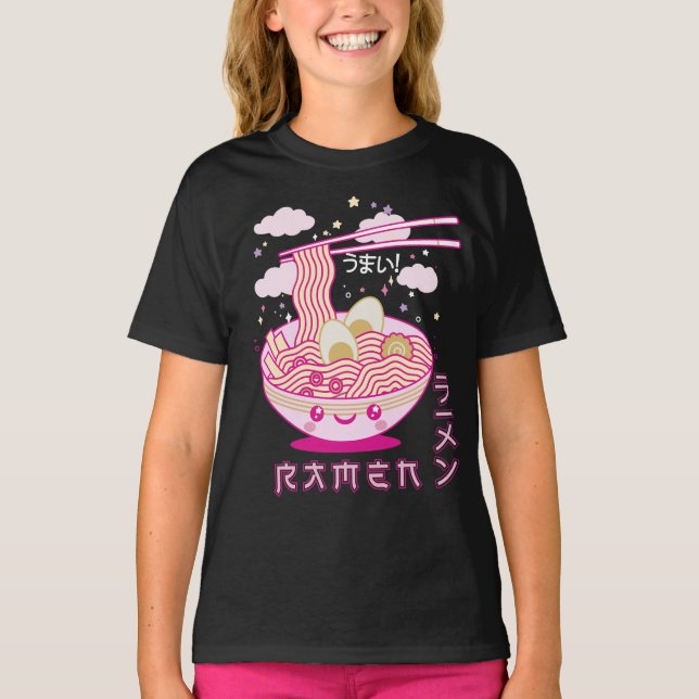 Camiseta Animes e Noodles Ramen Ramen Cute Kawaii Ramen Gir (Frente)