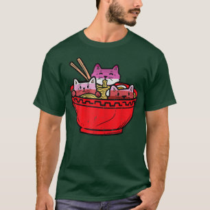 Camiseta Animes lésbicas, gatas japonesas, ratos e macarrõe