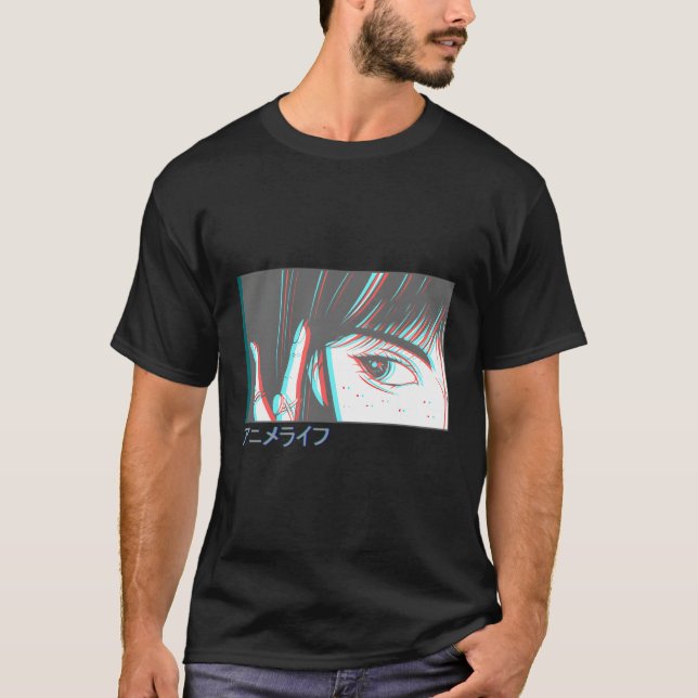 Camiseta Animes Vaporwave Japoneses Olhos Estéticos Falam (Frente)