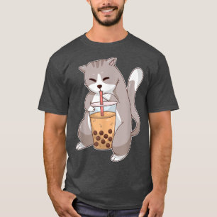 Camiseta Animo Kawaii Cat Boba Tea Cute Kitten Cat Neko Bub