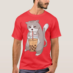 Camiseta Animo Kawaii Cat Boba Tea Cute Kitten Cat Neko Bub
