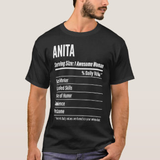 Camiseta Anita Nutritional Facts Servindo Calorias de Taman