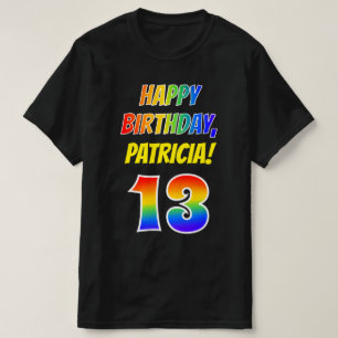 Camiseta Aniversário 13 — Negrito, Divertido, Arco-Íris